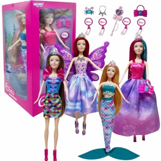 4 stebuklingų princesių rinkinys - 4 viename lėlių dėžutė su priedais WOOPIE