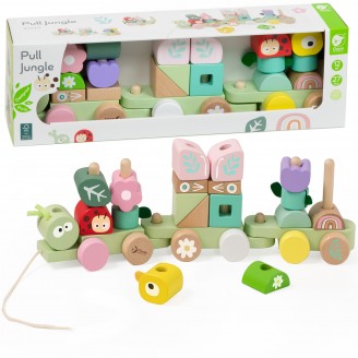 CLASSIC WORLD Montessori medinis vikšro formos traukinukas dėlionė