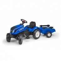 Didelis pedalinis traktorius su priekaba + atidaromas stogas nuo 2 metų amžiaus FALK New Holland