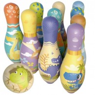 Dinozaurų boulingo įgūdžių žaidimas, 12 dalių rinkinys WOOPIE