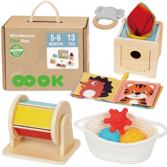 Edukacinė 6 viename sensorinė dėžutė 5-6 mėn. 13 vnt. FSC WOOPIE GREEN Box XXL Montessori