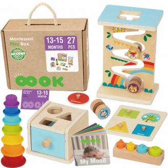 Edukacinis sensorinis FSC WOOPIE GREEN Box 6in1 13-15m Montessori
