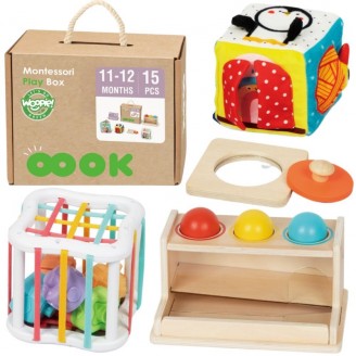 Edukacinis žaislas 11-12M FSC WOOPIE GREEN Box 5in1 Montessori