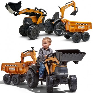 Ekskavatorius-traktorius, oranžinis su priekaba, kilnojamuoju kaušu nuo 3 metų FALK Case IH