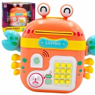 Elektroninis taupyklės seifas su bankomato PIN prieigos kodu, krabo formos kuprinė, oranžinė WOOPIE