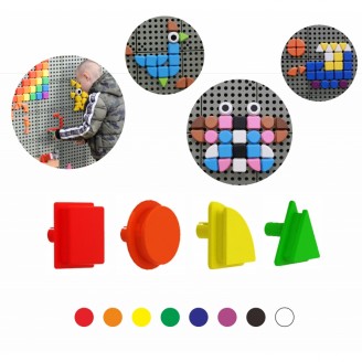 Geometriniai elementai, 8 spalvos, 256 vnt. STEM lentos priedų MASTERKIDZ