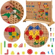 Geometrinių formų kaladėlių rinkinys STEM sienų plokštėms, 260 vnt. MASTERKIDZ