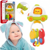 Interaktyvus žaislinis automobilis su nuotolinio valdymo pulteliu ir raktais, barškutis, kramtukas Woopie Baby