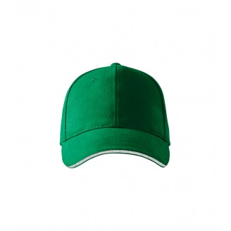 Kepurėle su snapeliu MALFINI Sandwich 6P Kelly green 340 g/m²