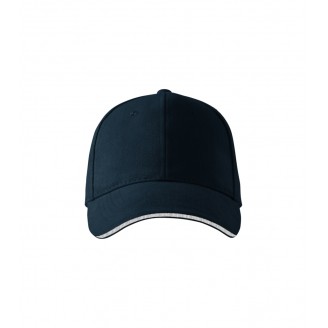 Kepurėle su snapeliu MALFINI Sandwich 6P Navy blue 340 g/m²