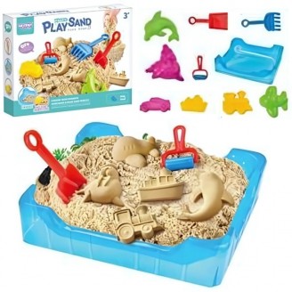 Kinetinio smėlio 0,5 kg stalo rinkinys su formomis WOOPIE
