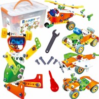 Konstravimo kaladėlių rinkinys STEM transporto priemonės 163 vnt. WOOPIE