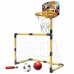 Krepšinio ir futbolo 2in1 rinkinys: futbolo vartai + krepšinio lankas su kamuoliais ir pompa WOOPIE
