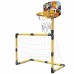 Krepšinio ir futbolo 2in1 rinkinys: futbolo vartai + krepšinio lankas su kamuoliais ir pompa WOOPIE