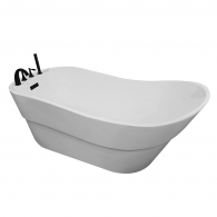 Laisvai stovinti vonia su juodu maišytuvu AMO-1036D 170x80x72 cm