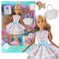 Lėlė 30 cm pavasarinė suknelė aksesuarai šuniukų piknikas WOOPIE ROYAL Lily