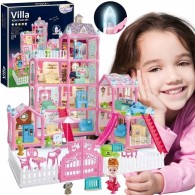 Lėlių namelio vila su aksesuarais ir šviečiančia lėle, 275 vnt. WOOPIE