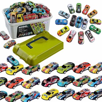 Lenktyninių automobilių rinkinys, automobiliai dėžėje, 50 vnt. WOOPIE
