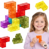 Magnetinė „Tetris“ 3D konstravimo dėlionė vaikams WOOPIE