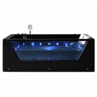 Masažinė vonia AMUE Neo su hidromasažu, LED apšvietimu ir krioklio funkcija, 180 × 120 cm, Black