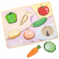 Medinė dėlionė Montessori 2 viename augalinės figūrėlės VIGA