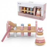 Medinė piramidė + perforatorius su plaktuku Montessori Fox rinkinys VIGA PolarB