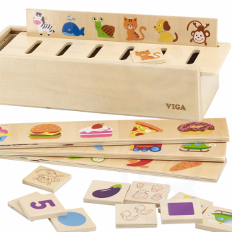 Medinis edukacinis rūšiavimo žaidimas Gyvūnai Vaisiai Daržovės Montessori VIGA