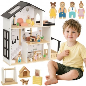 Medinis lėlių namelis su baldais ir priedais – 25 dalių rinkinys TOOKY TOY
