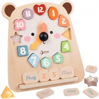 Meškiuko laikrodis, edukacinis, 3 viename, laiko skaičiavimo ir datos mokymosi CLASSIC WORLD Montessori