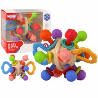Minkštas barškutis 2in1 kramtukas-sensorinis žaislas kūdikiams.WOOPIE BABY