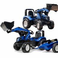 Pedalinis traktorius su priekaba mėlynas nuo 3 metų FALK New Holland