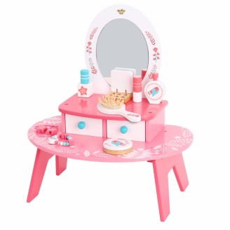Rožinis medinis kosmetinis staliukas su veidrodžiu TOOKY TOY