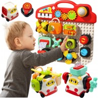 Spalvinga manipuliacinė edukacinė lenta su veiklos elementais WOOPIE BABY Montessori