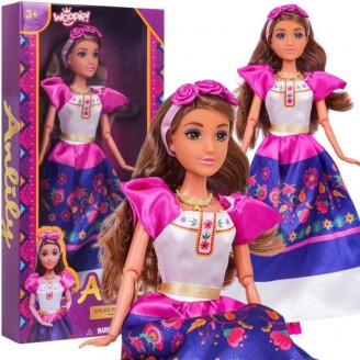 Tradicinė meksikietiška gėlių suknelė su lelija ir gėlėmis WOOPIE ROYAL „Women of the World Dolls“