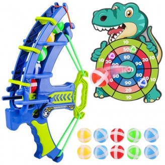 Velcro Darts arkadinis žaidimas 2in1 rinkinys: skydas + dinozaurų lanko paleidėjas WOOPIE