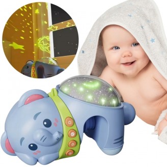 Žvaigždžių projektoriaus dramblio naktinė lemputė vaikams WOOPIE BABY