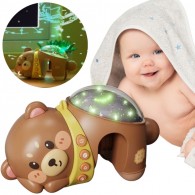 Žvaigždžių projektoriaus meškiuko naktinė lemputė vaikams WOOPIE BABY
