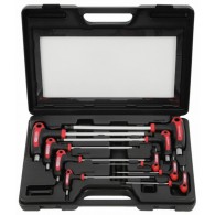 T- formos raktų komplektas, šešiakampiai HEX 2-12 mm, 9 vnt 9 osa, KS Tools